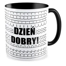 Kubek czarny UKRYTY PRZEKAZ Dzień dobry